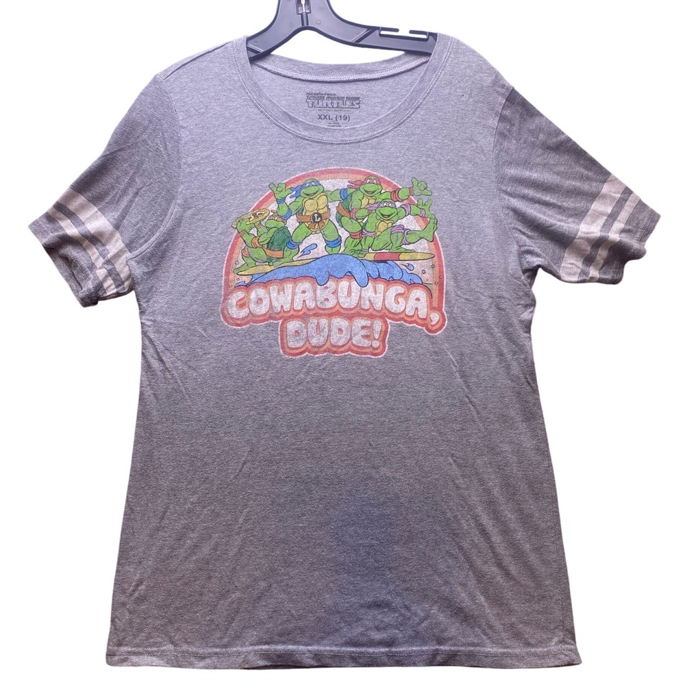 Teenage Mutant Ninja Turtles Shirt‎ Boys 2XL Gray Nickelodeon Spell Out Cartoon